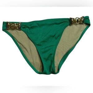 Victoria's Secret Green Bikini Bottom with Gold Accents